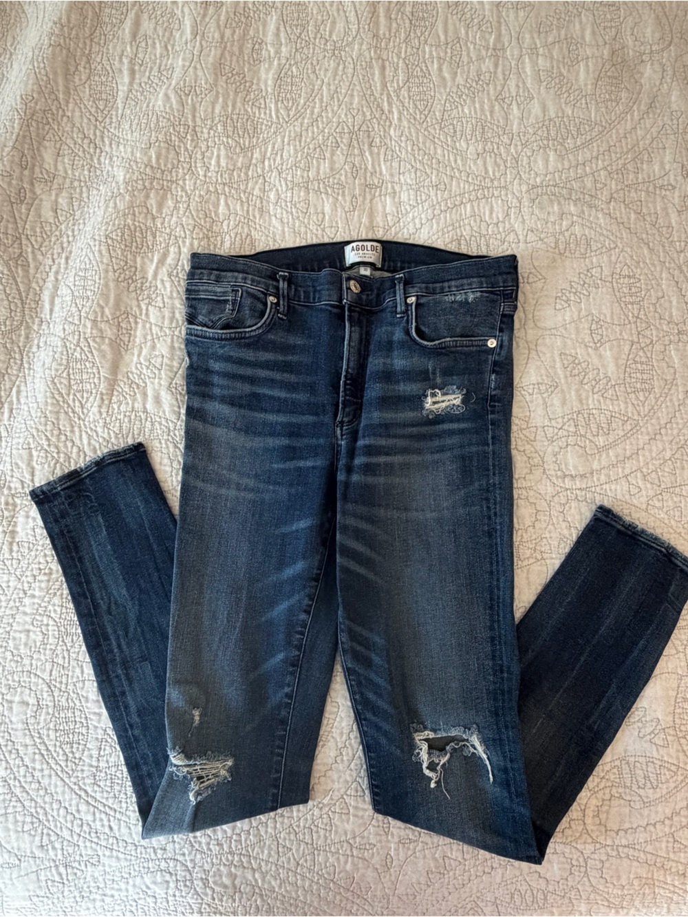 AGOLDE Premium Distressed Skinny Jeans Style A003-843 Dark Wash Size 30